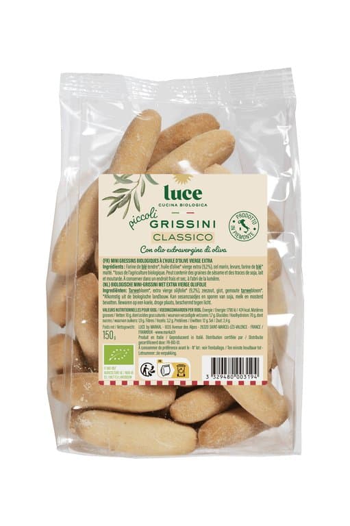 Mini gressin nature huile olive, Luce, 150 g*